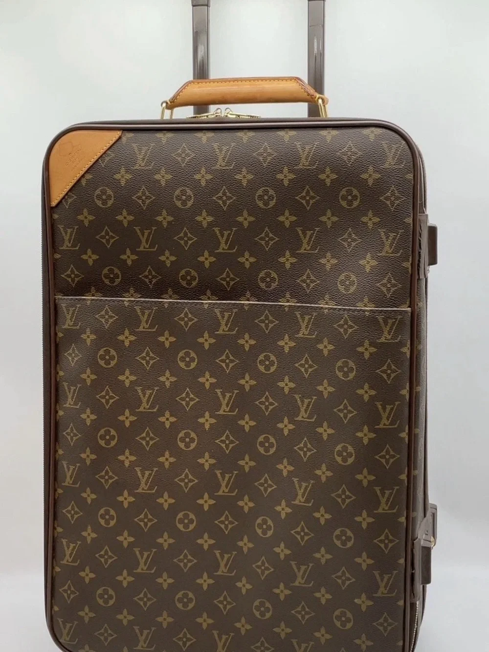 Louis Vuitton Monogram Trolley Case in Brown with Tan Accents